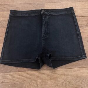 Ashley Mason Black High-Rise Stretch Denim Shorts - Size 33
 B80